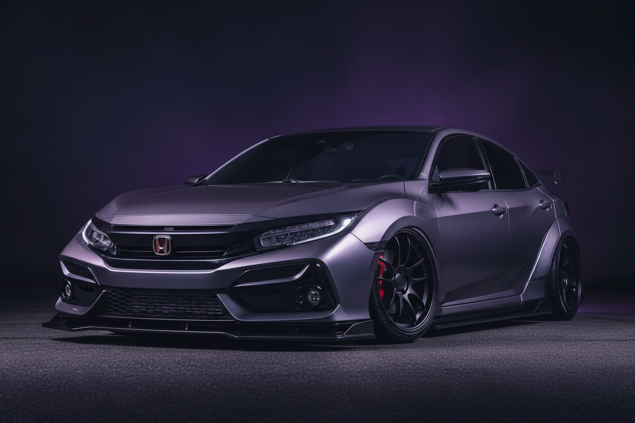Fully Tuned Honda Civic Front Outside View
